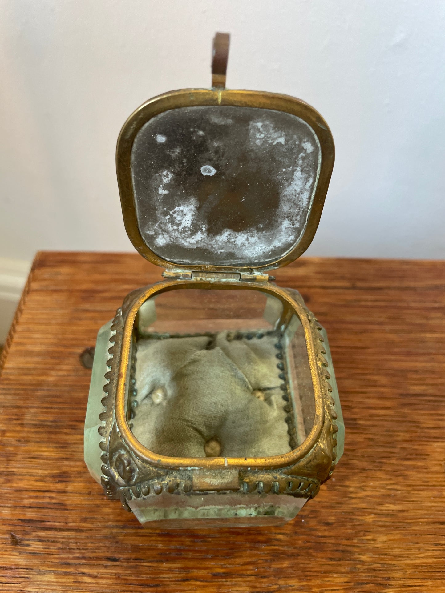 Genuine 19th Century French Glass & Gilt Bijouterie Jewellery Box Casket - Paris