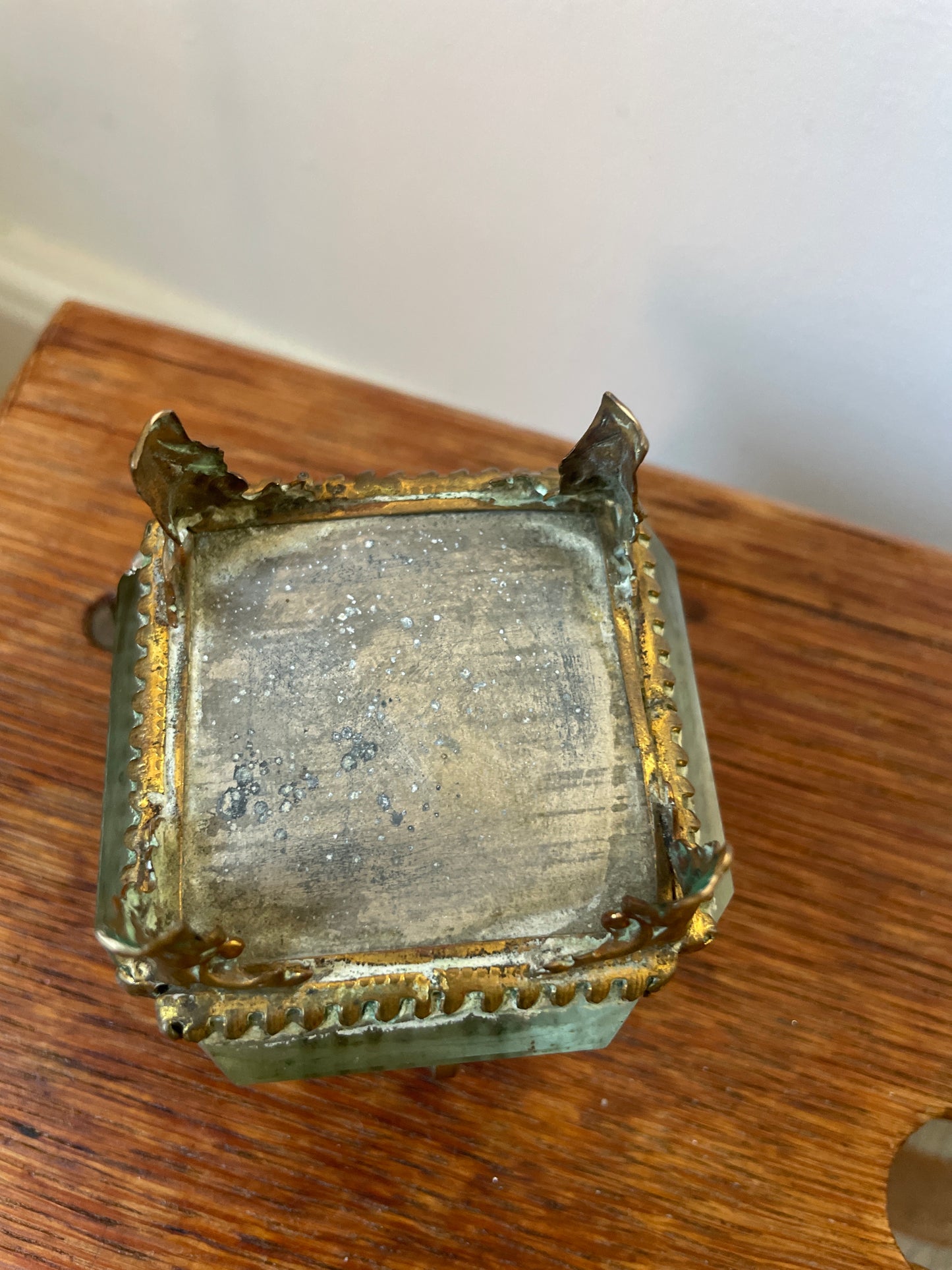 Genuine 19th Century French Glass & Gilt Bijouterie Jewellery Box Casket - Paris
