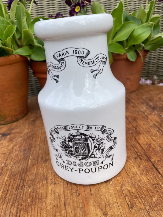 Large old French mustard pot